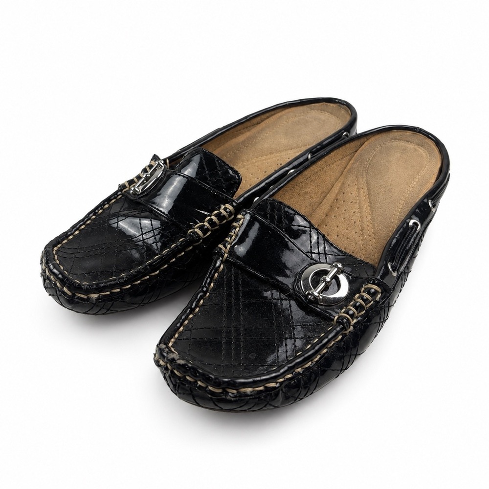 Naturalizer Vintage Y2K Gloriah Black Leather Patent Loafers Women's Size 7.5M